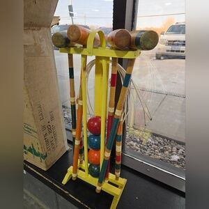 Vintage 6-Player "Wally" Wood Croquet Set in Original Eaton's of Canada Box